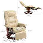 Fauteuil inclinable HomCom en similicuir avec base pivotante manuelle réglable et repose-pieds confortable et relaxant