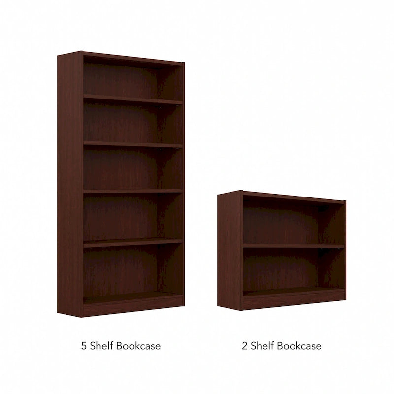 Bibliothèque haute à 5 étagères en bois de cerisier naturel, meuble de rangement et d'exposition