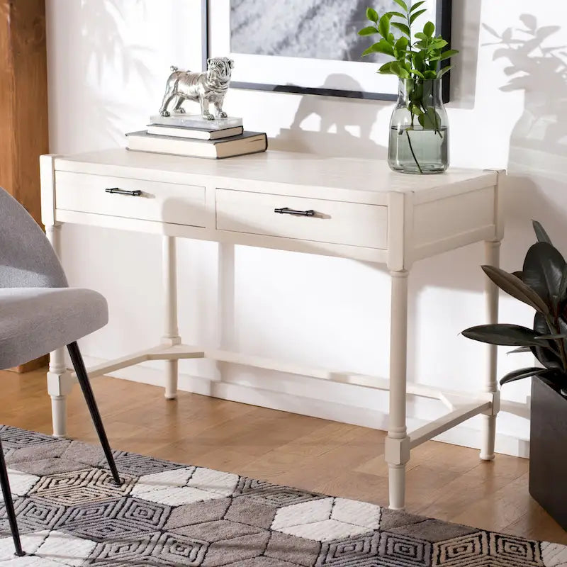 SAFAVIEH Zennure White Washed Grey Writing Desk