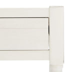 Bureau en bois sculpté deux tiroirs poignées en métal noir cadre ouvert marron classique