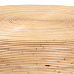 Table basse tambour ronde en rotin faite à la main, style bohème côtier pour salon