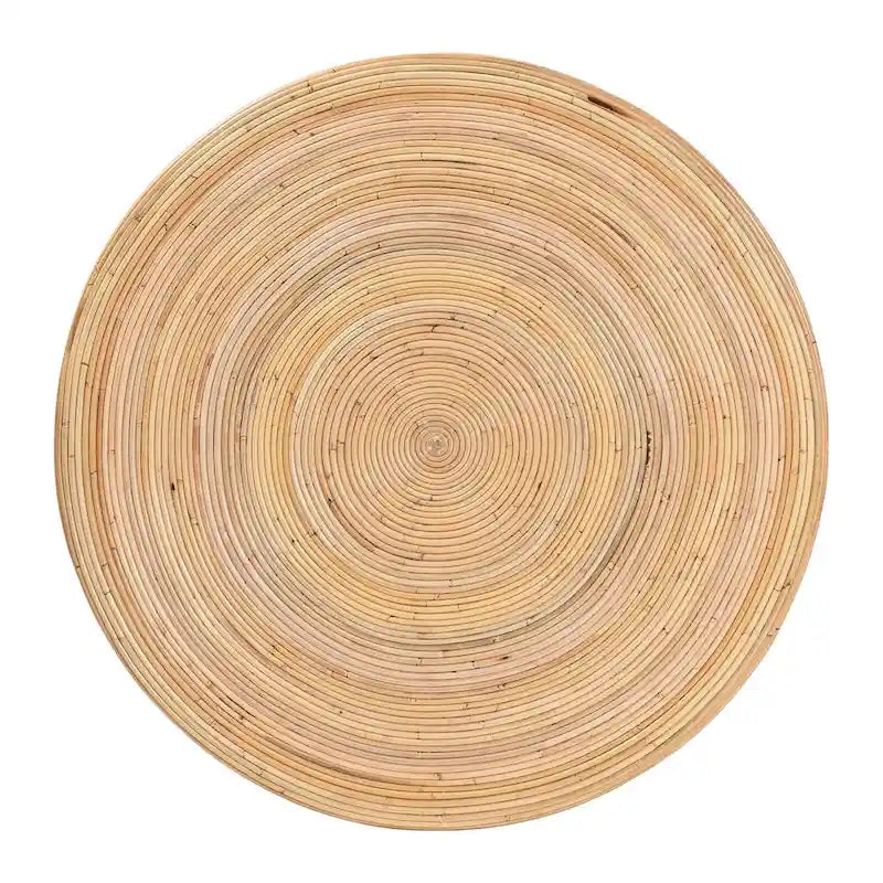 Table basse tambour ronde en rotin faite à la main, style bohème côtier pour salon