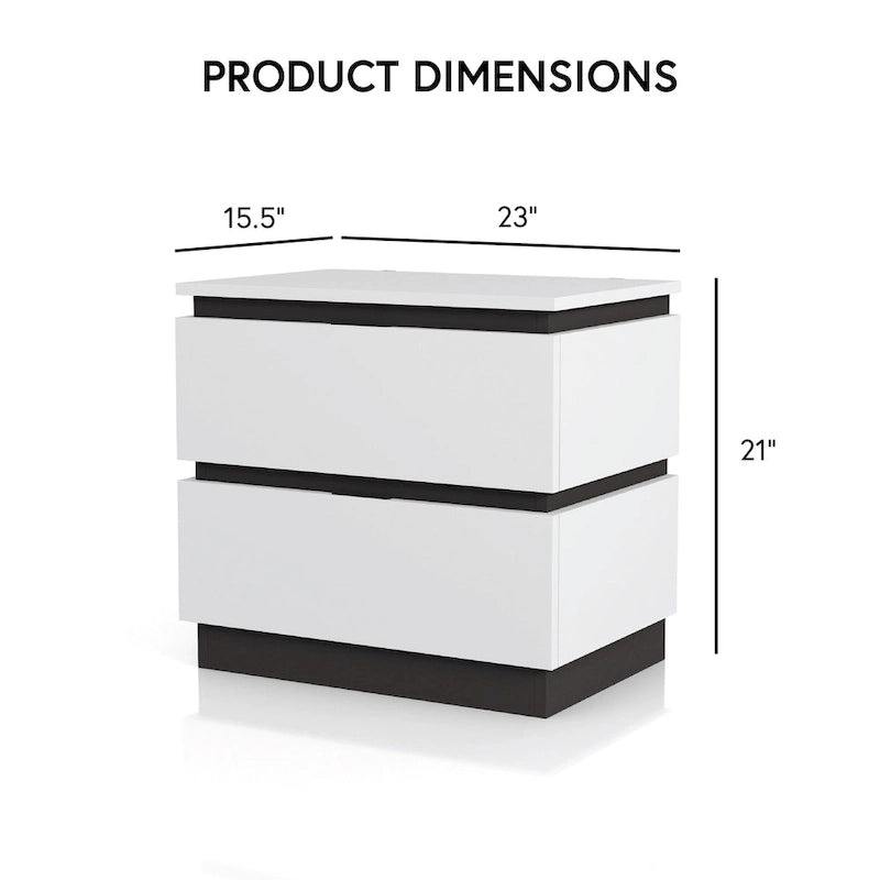 Lit de rangement moderne bicolore en bois blanc avec chargement USB intégré et tiroirs