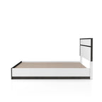 Lit de rangement moderne bicolore en bois blanc avec chargement USB intégré et tiroirs