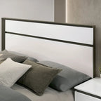Lit de rangement moderne bicolore en bois blanc avec chargement USB intégré et tiroirs