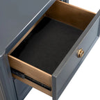 Table de chevet en bois massif 2 tiroirs Ports USB Poignées or antique Bleu malte Blanc