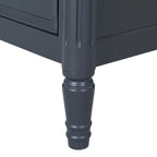Table de chevet en bois massif 2 tiroirs Ports USB Poignées or antique Bleu malte Blanc