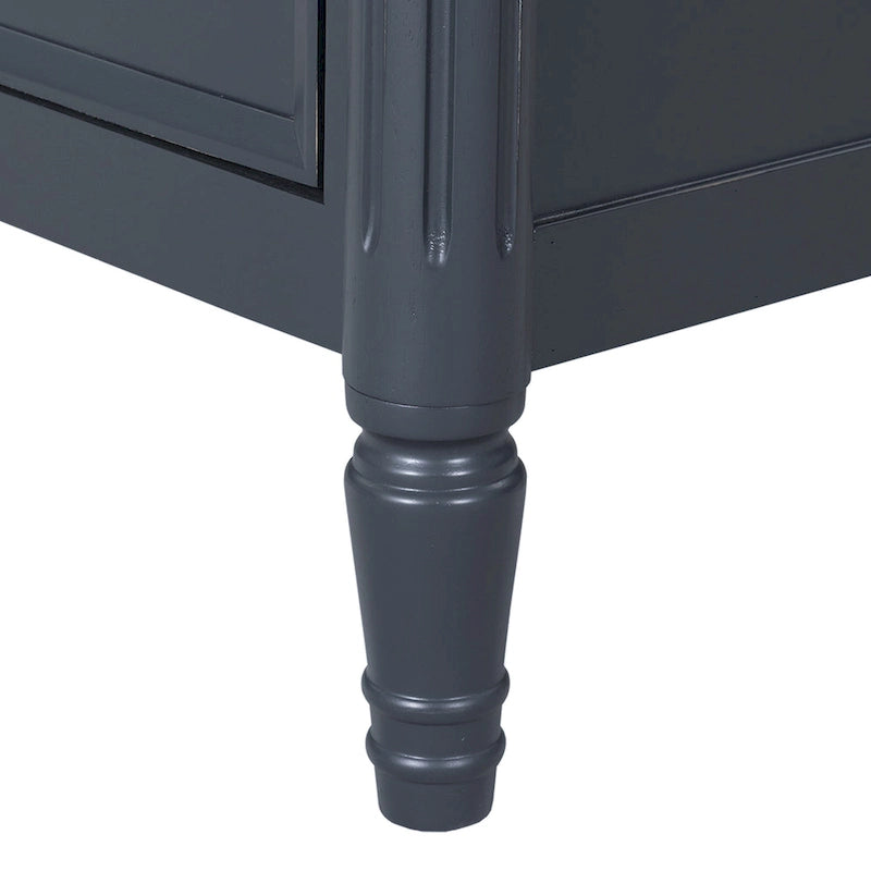 Table de chevet en bois massif 2 tiroirs Ports USB Poignées or antique Bleu malte Blanc