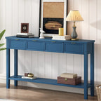 Console d'entrée moderne avec 4 tiroirs coulissants et étagère de rangement inférieure noire