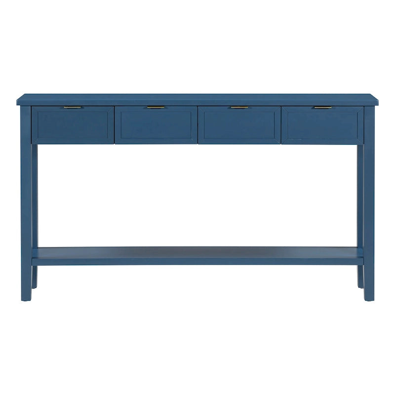 Console d'entrée moderne avec 4 tiroirs coulissants et étagère de rangement inférieure noire