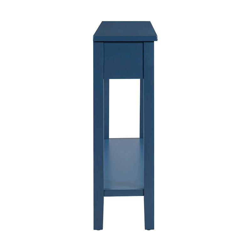 Console d'entrée moderne avec 4 tiroirs coulissants et étagère de rangement inférieure noire