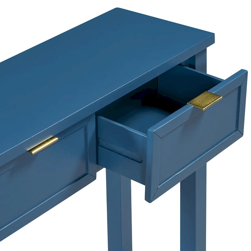 Console d'entrée moderne avec 4 tiroirs coulissants et étagère de rangement inférieure noire
