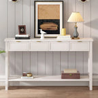 Console d'entrée moderne avec 4 tiroirs coulissants et étagère de rangement inférieure noire