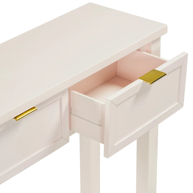 Console d'entrée moderne avec 4 tiroirs coulissants et étagère de rangement inférieure noire