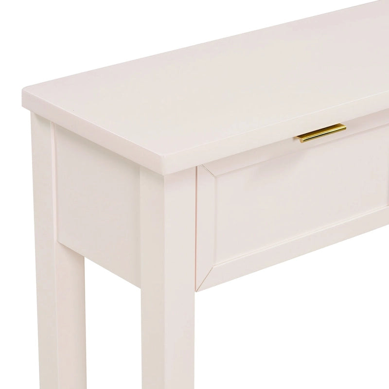 Console d'entrée moderne avec 4 tiroirs coulissants et étagère de rangement inférieure noire