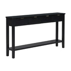 Console d'entrée moderne avec 4 tiroirs coulissants et étagère de rangement inférieure noire