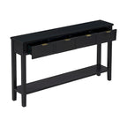 Console d'entrée moderne avec 4 tiroirs coulissants et étagère de rangement inférieure noire