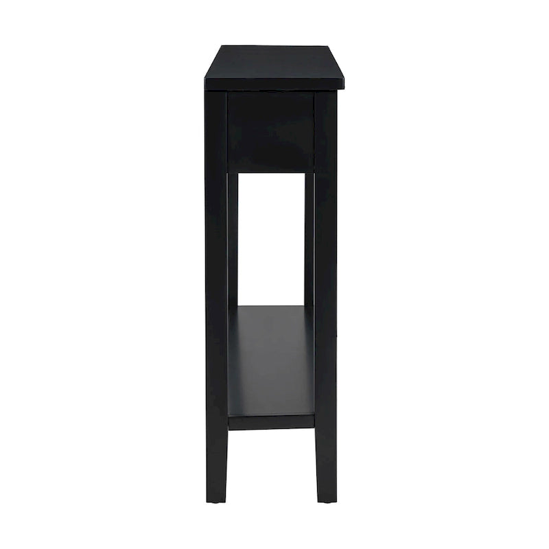 Console d'entrée moderne avec 4 tiroirs coulissants et étagère de rangement inférieure noire
