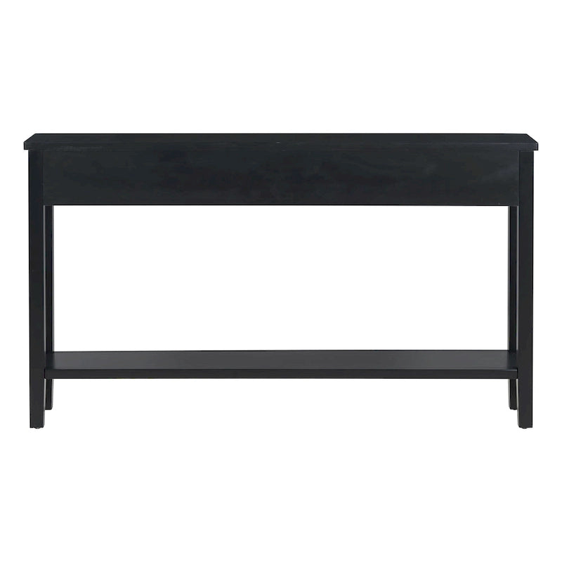 Console d'entrée moderne avec 4 tiroirs coulissants et étagère de rangement inférieure noire