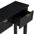 Console d'entrée moderne avec 4 tiroirs coulissants et étagère de rangement inférieure noire