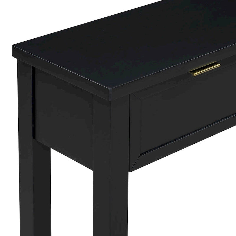 Console d'entrée moderne avec 4 tiroirs coulissants et étagère de rangement inférieure noire