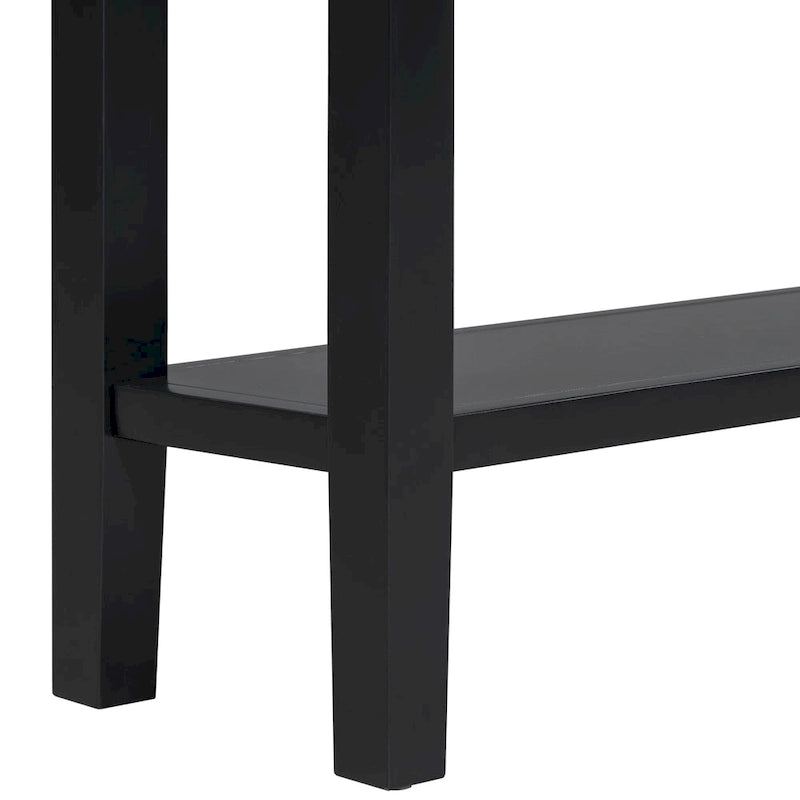 Console d'entrée moderne avec 4 tiroirs coulissants et étagère de rangement inférieure noire
