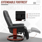 Fauteuil inclinable HomCom en similicuir avec base pivotante manuelle réglable et repose-pieds confortable et relaxant