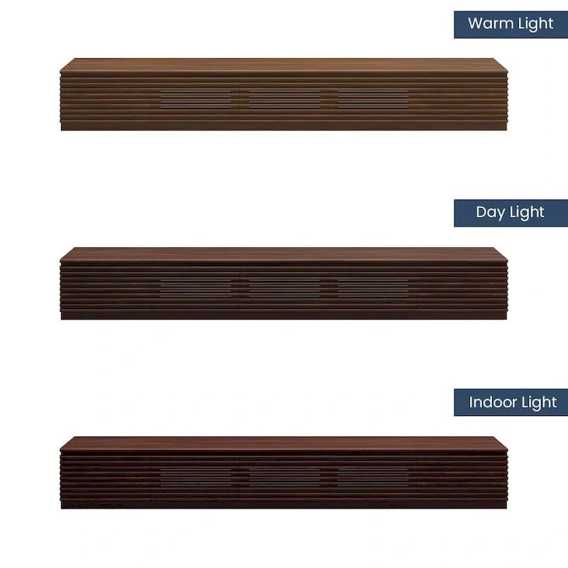 Meuble TV minimaliste avec tiroirs, console multimédia en bois massif avec placards, porte abattante, placage noyer, entièrement assemblé