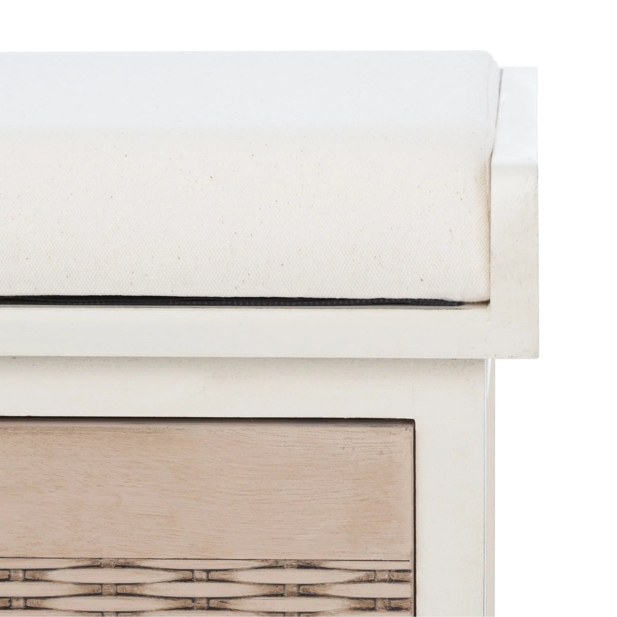 Banc de rangement SAFAVIEH Fiorello avec coussin et 3 tiroirs - 47,3 L x 15 P x 19 H - 47 L x 15 P x 19 H