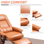 Fauteuil inclinable HomCom en similicuir avec base pivotante manuelle réglable et repose-pieds confortable et relaxant