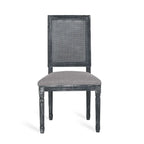 Chaise de salle à manger capitonnée en bois et cannage avec pieds cannelés, marron