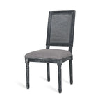 Chaise de salle à manger capitonnée en bois et cannage avec pieds cannelés, marron