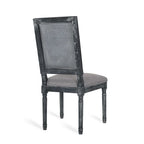 Chaise de salle à manger capitonnée en bois et cannage avec pieds cannelés, marron