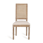 Chaise de salle à manger capitonnée en bois et cannage avec pieds cannelés, marron