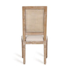 Chaise de salle à manger capitonnée en bois et cannage avec pieds cannelés, marron