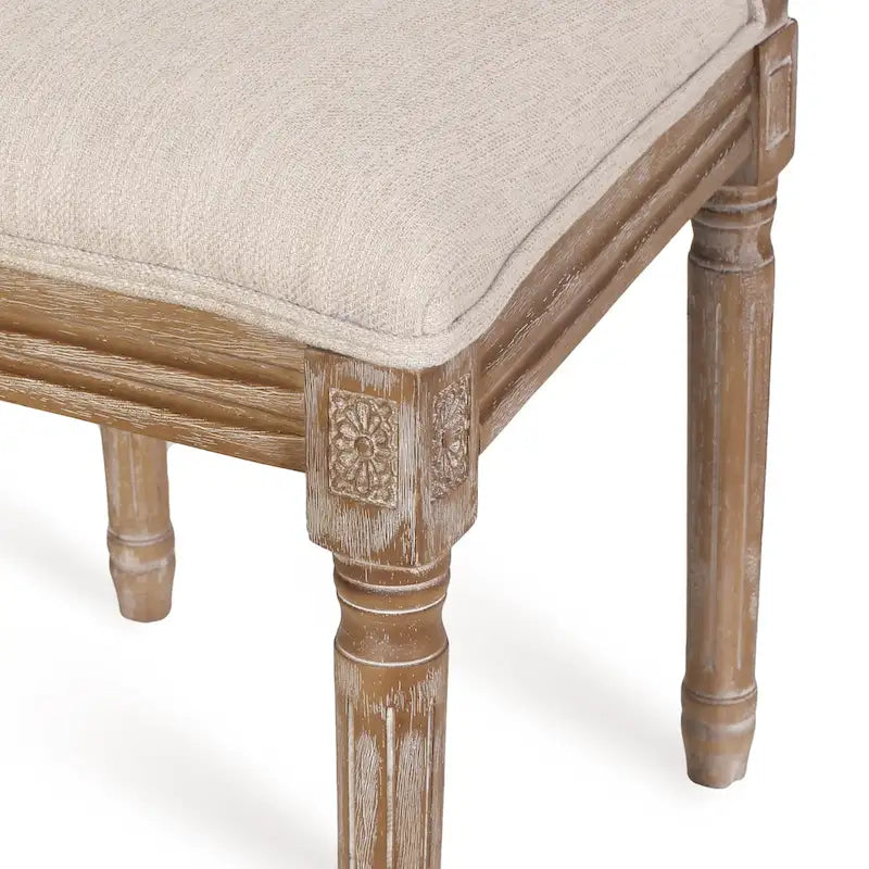Chaise de salle à manger capitonnée en bois et cannage avec pieds cannelés, marron