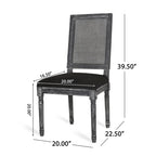 Chaise de salle à manger capitonnée en bois et cannage avec pieds cannelés, marron