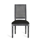 Chaise de salle à manger capitonnée en bois et cannage avec pieds cannelés, marron