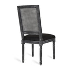 Chaise de salle à manger capitonnée en bois et cannage avec pieds cannelés, marron