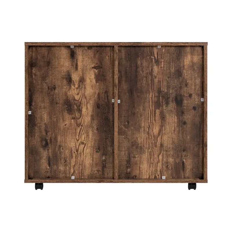 Meuble de rangement en bois à 5 tiroirs avec porte et roulettes, blanc