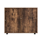 Meuble de rangement en bois à 5 tiroirs avec porte et roulettes, blanc