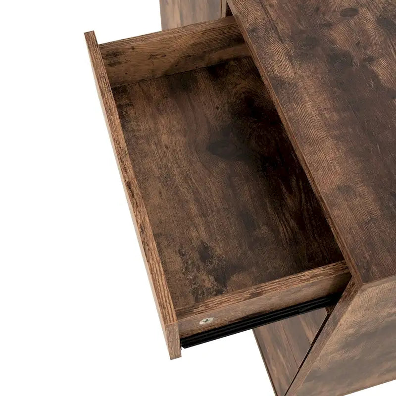 Meuble de rangement en bois à 5 tiroirs avec porte et roulettes, blanc