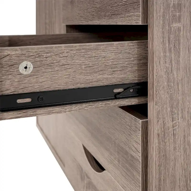 Meuble de rangement en bois à 5 tiroirs avec porte et roulettes, blanc