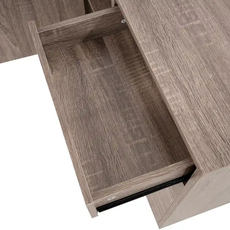 Meuble de rangement en bois à 5 tiroirs avec porte et roulettes, blanc