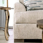 Canapé transitoire en tissu gris avec accoudoirs évasés et coussins de siège à ressorts