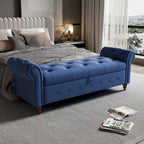 Banc ottoman de rangement capitonné avec accoudoirs roulés Plusieurs couleurs