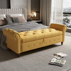 Banc ottoman de rangement capitonné avec accoudoirs roulés Plusieurs couleurs