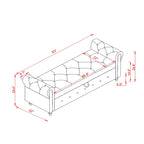 Banc ottoman de rangement capitonné avec accoudoirs roulés Plusieurs couleurs