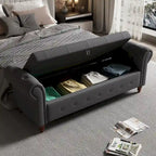 Banc ottoman de rangement capitonné avec accoudoirs roulés Plusieurs couleurs