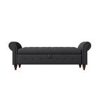 Banc ottoman de rangement capitonné avec accoudoirs roulés Plusieurs couleurs
